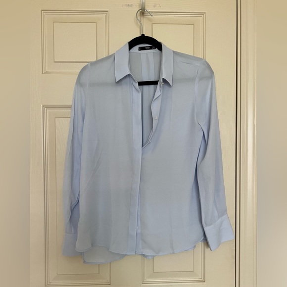 3 x Mango Buttoned Down Blouses, Blue, Sky Blue and Light Lilac, Size XS - Picture 9 of 11